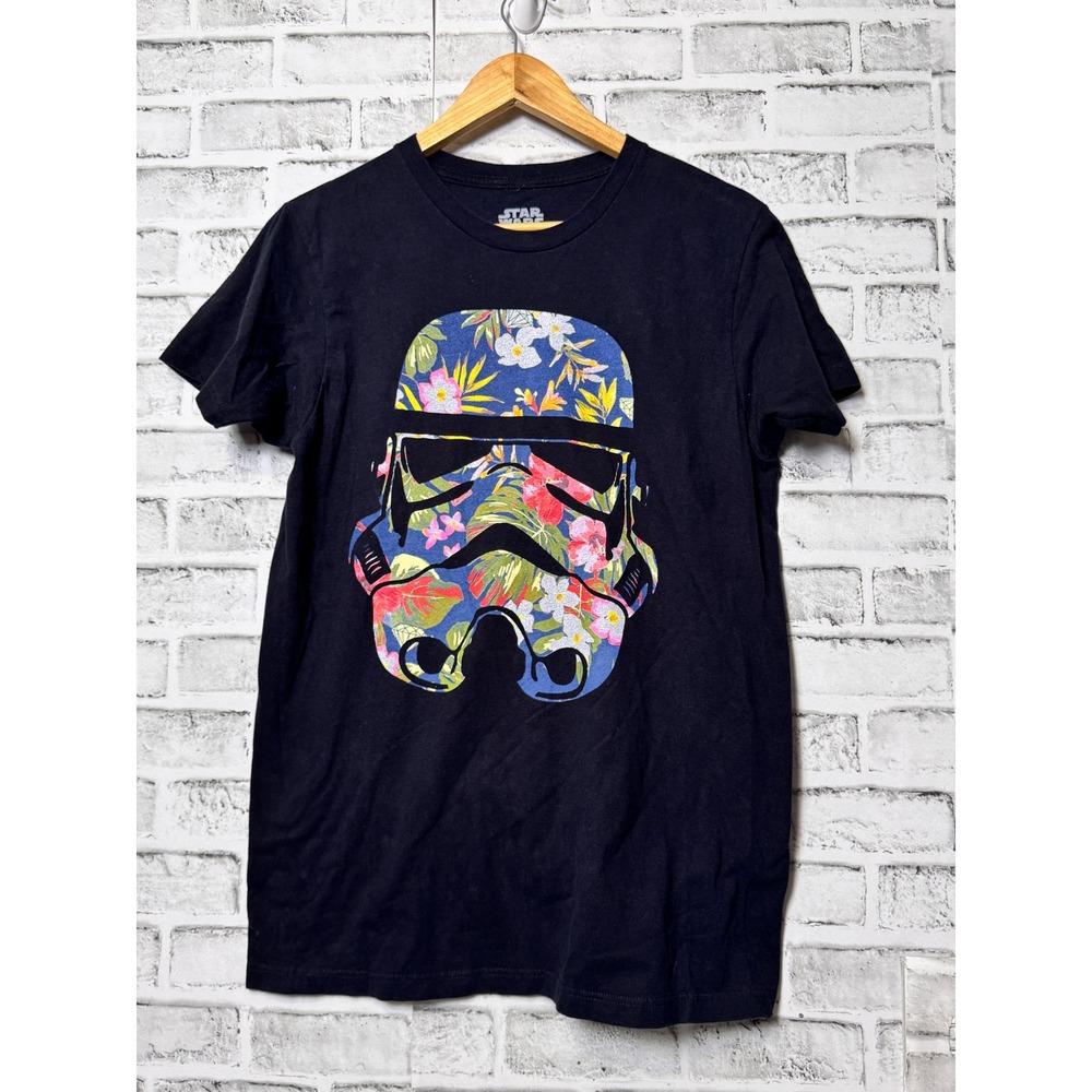 Star Wars Womens Floral Stormtrooper‎ Graphic Tee Black Short Sleeve T-Shirt S